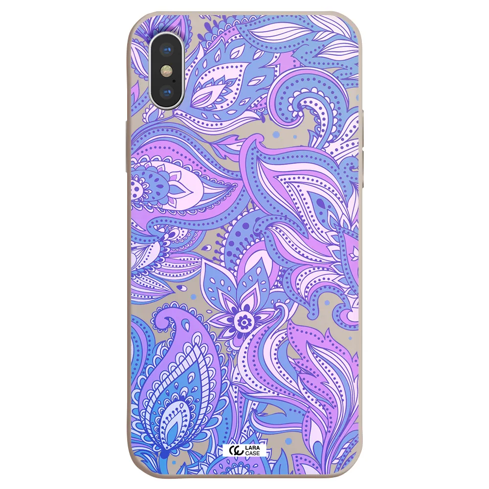 Purple Paisley Apple iPhone X Silicone Stone Case