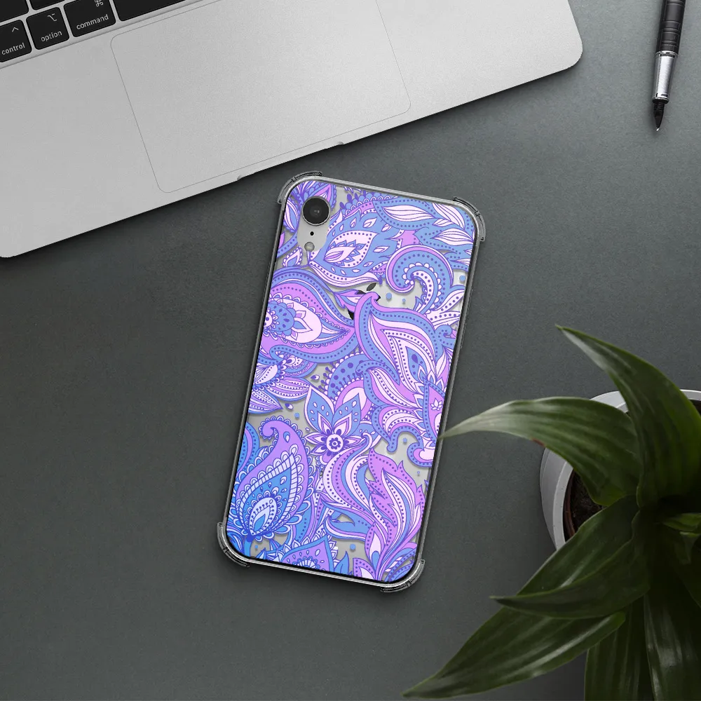 Purple Paisley Apple iPhone XR Clear PC Case