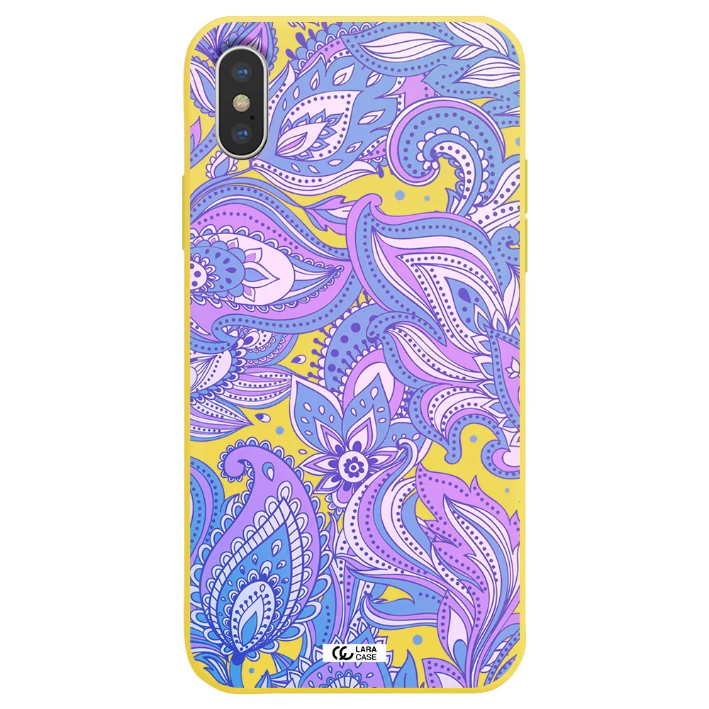 Purple Paisley Apple iPhone XS Silicone canary yellow Case