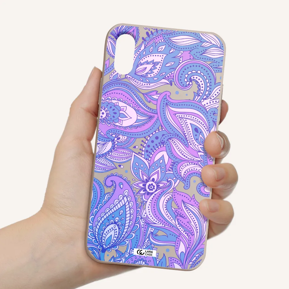 Purple Paisley Apple iPhone XS Silicone Stone Case