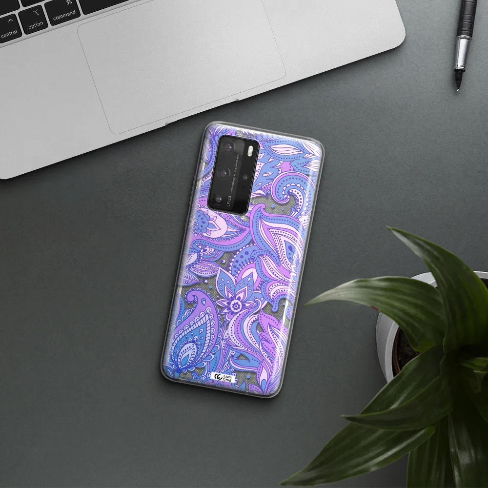 Purple Paisley Huawei P40 Pro Clear TPU Case
