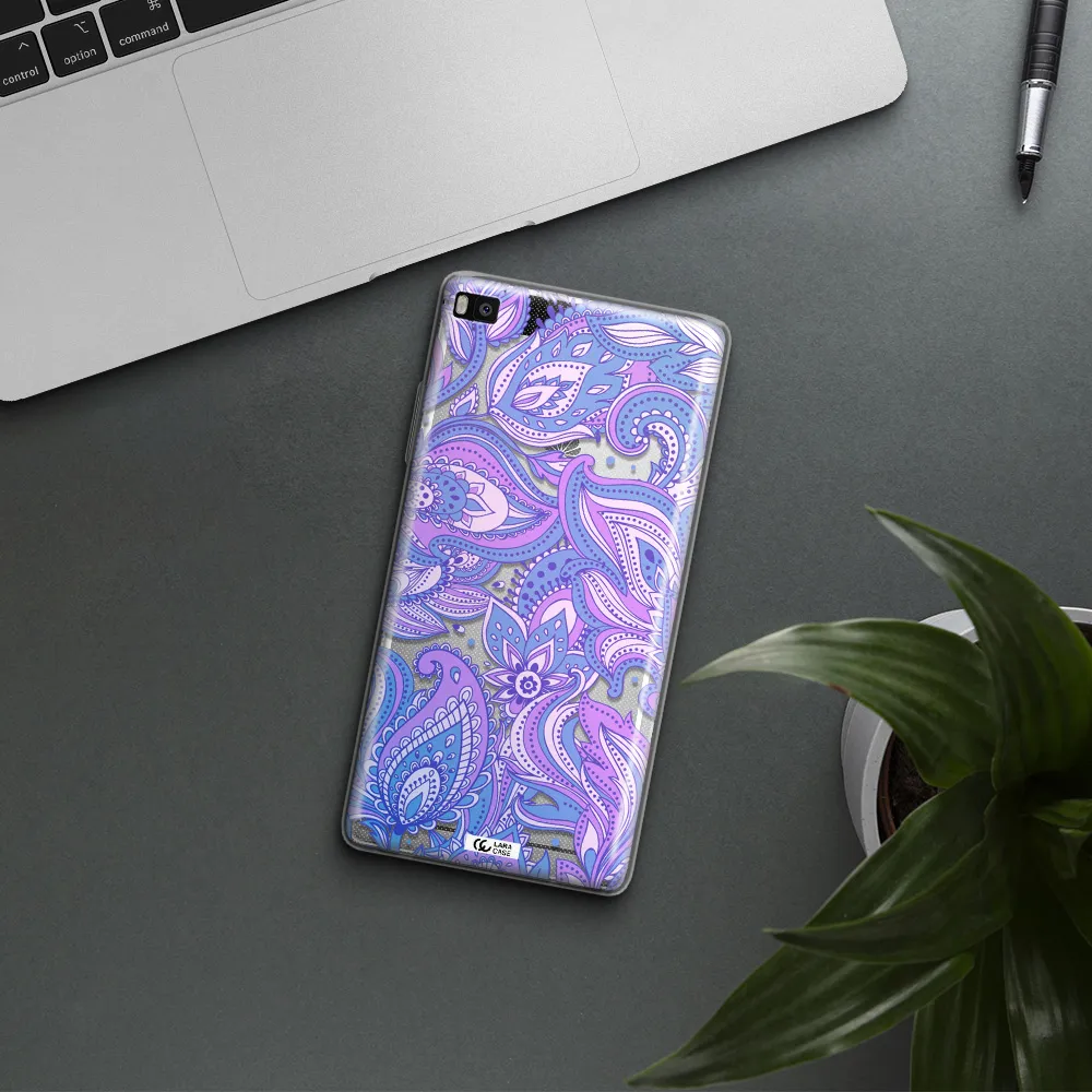 Purple Paisley Huawei P8 Clear TPU Case