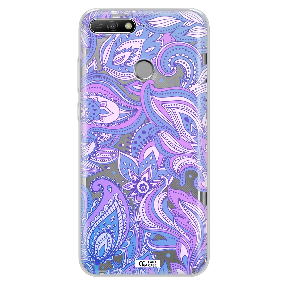 Purple Paisley Huawei Y6 Prime 2018 Clear TPU Case