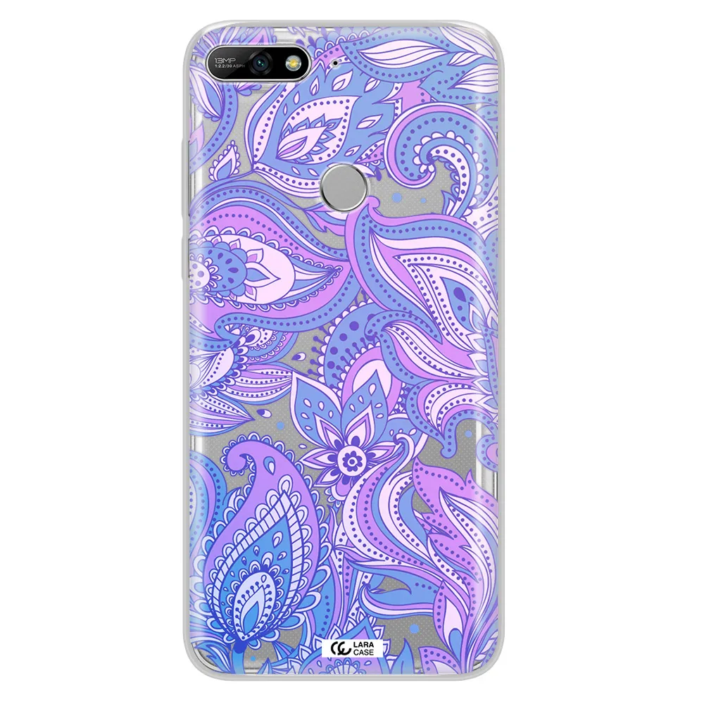 Purple Paisley Huawei Y7 2018 Clear TPU Case