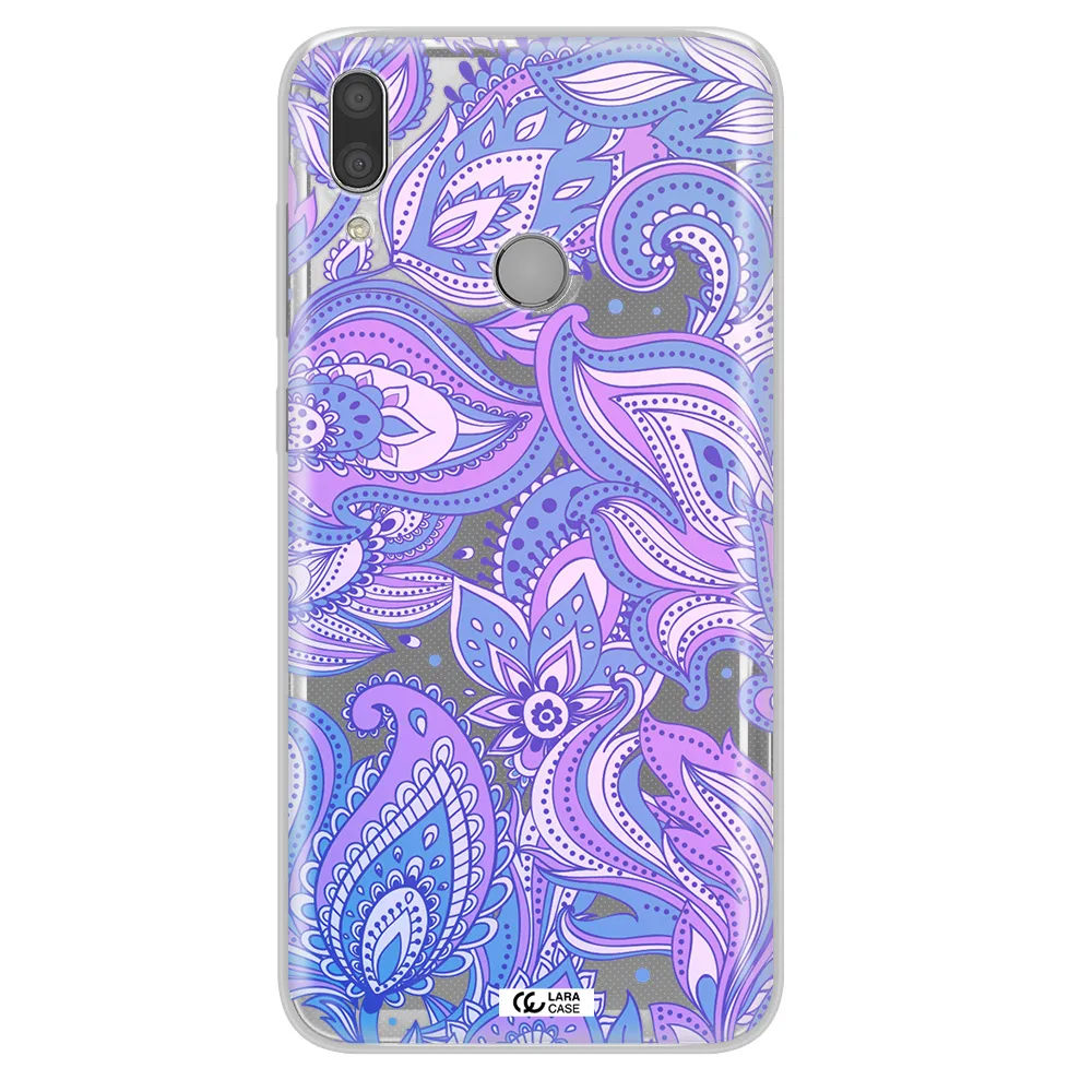 Purple Paisley Huawei Y7 2019 Clear TPU Case