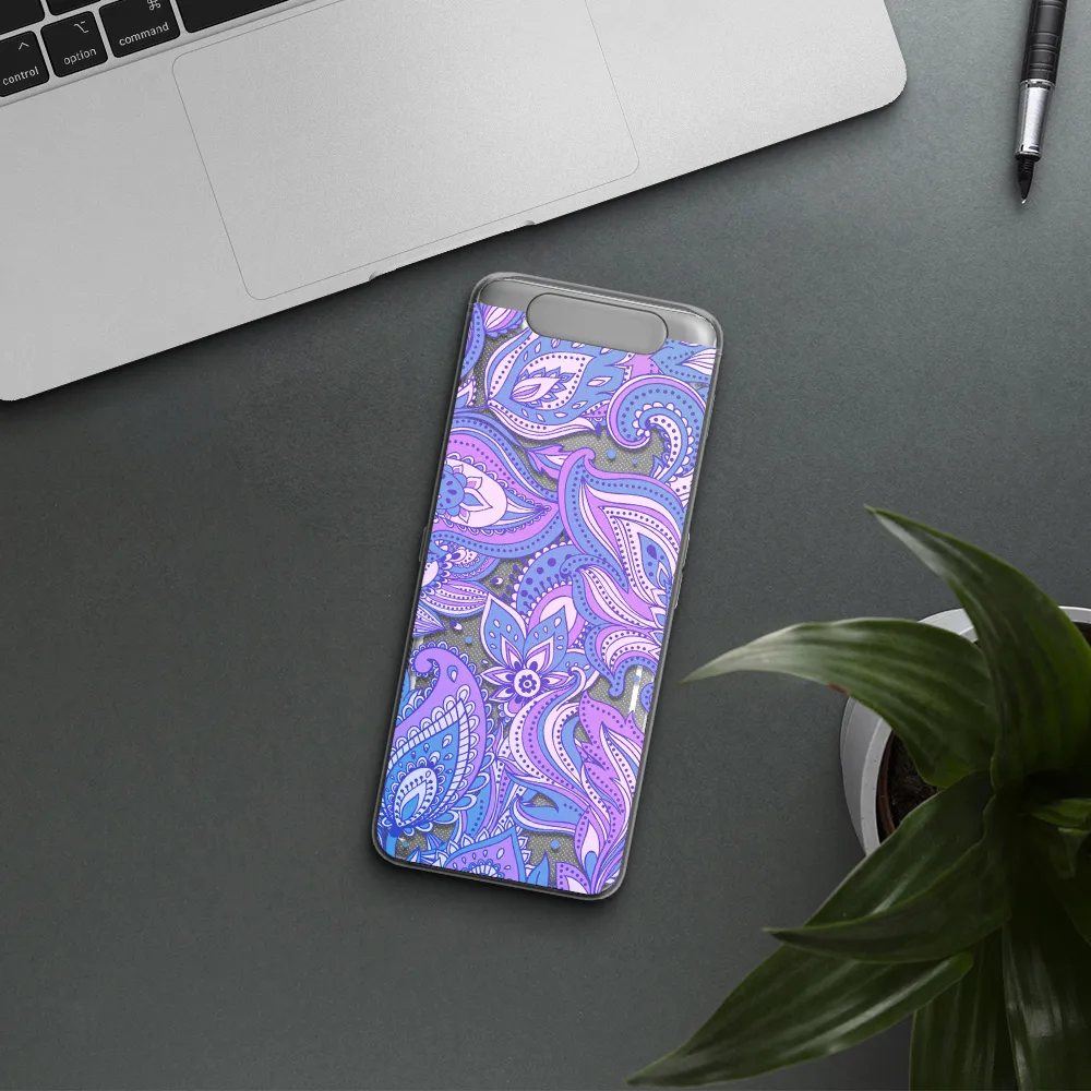 Purple Paisley Samsung A80 Clear TPU Case