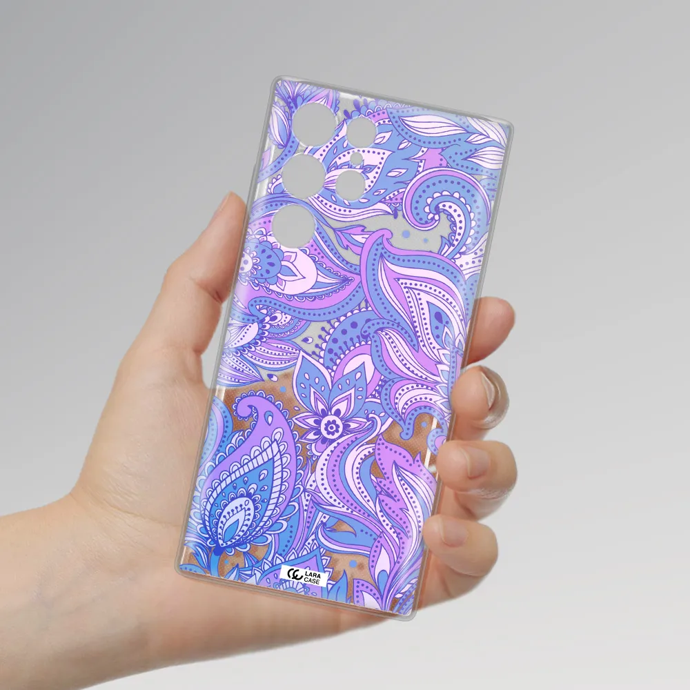 Purple Paisley Samsung S 22 Ultra Clear TPU Case