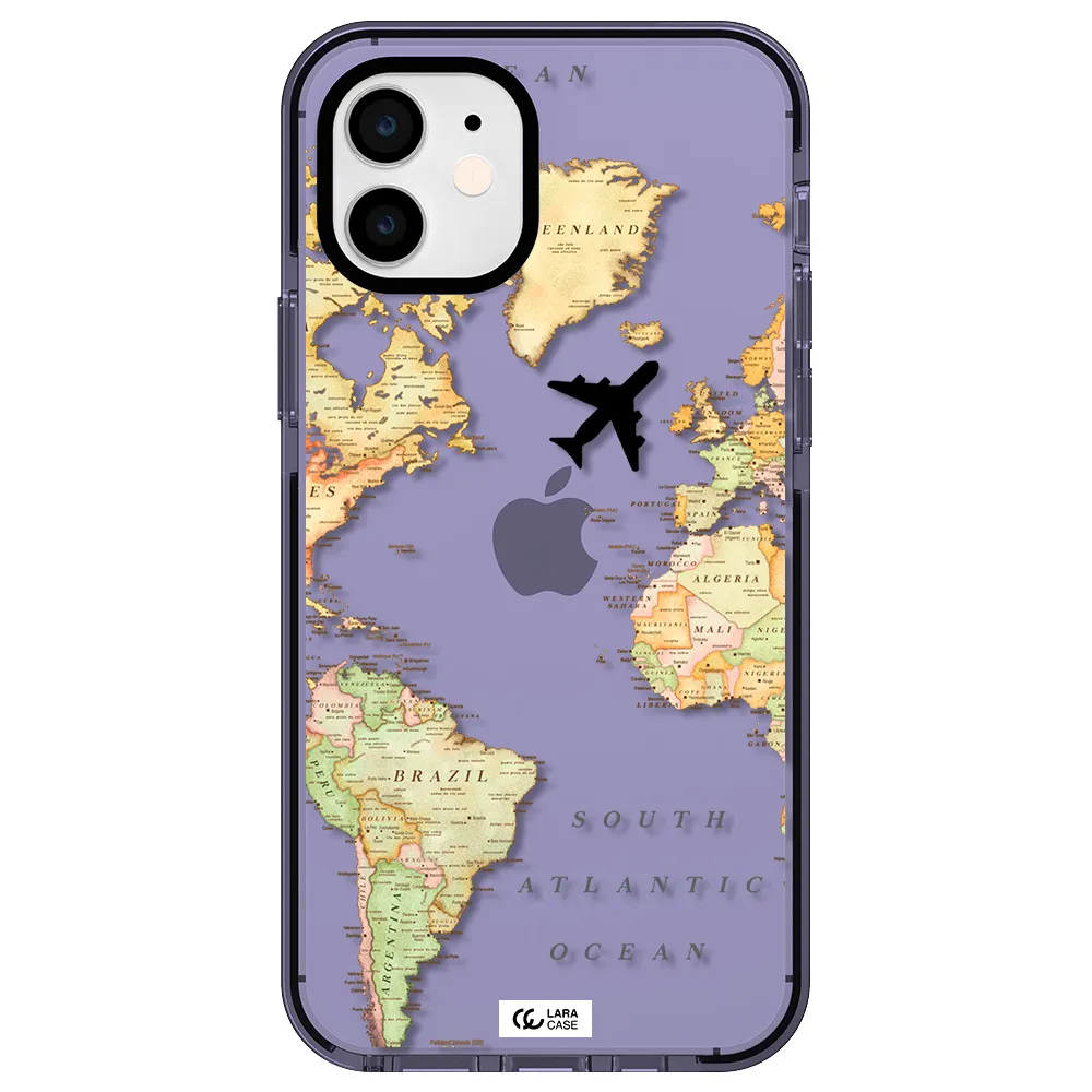 Travel Map Apple iPhone 11 impact Lilac Case