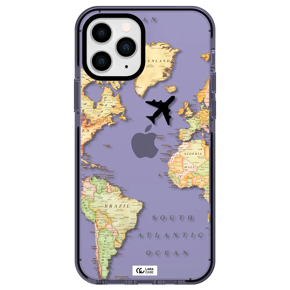 Travel Map Apple iPhone 11 pro impact Lilac Case