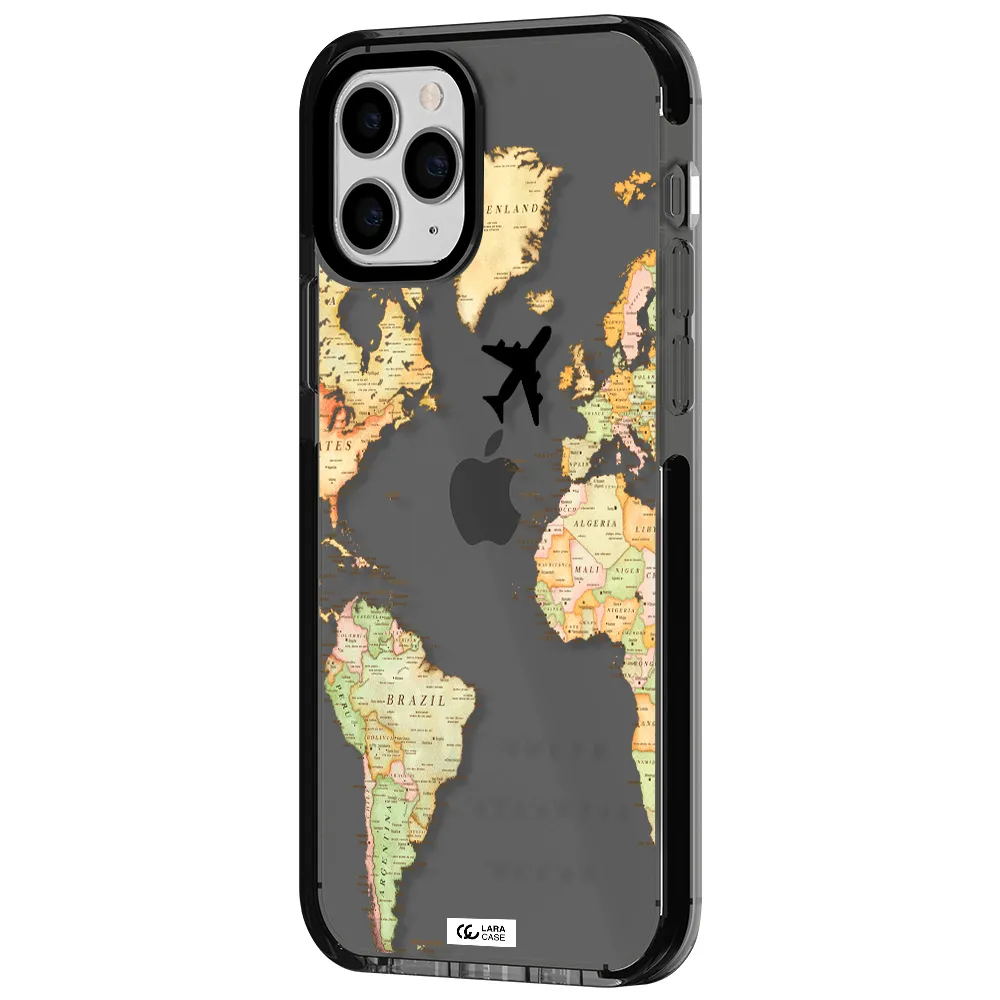Travel Map Apple iPhone 11 pro impact Smoke Black Case