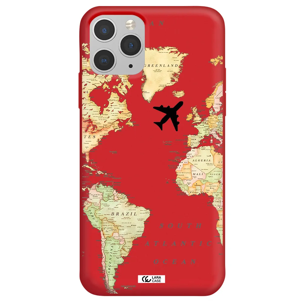 Travel Map Apple iPhone 11 pro Silicone Imperial Red Case