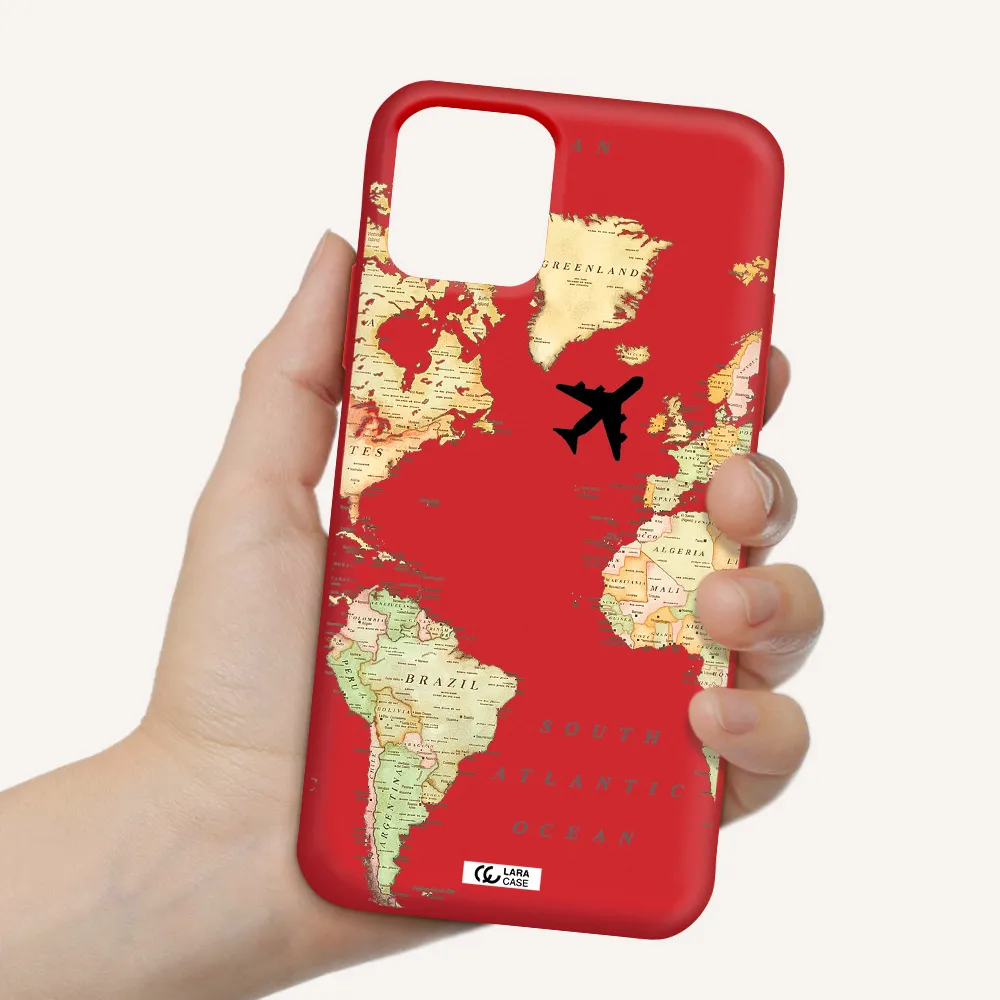 Travel Map Apple iPhone 11 pro Silicone Imperial Red Case