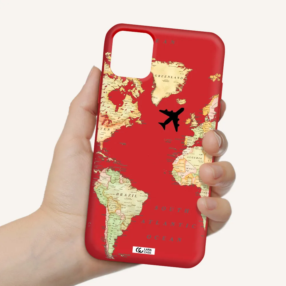 Travel Map Apple iPhone 11 Silicone Imperial Red Case