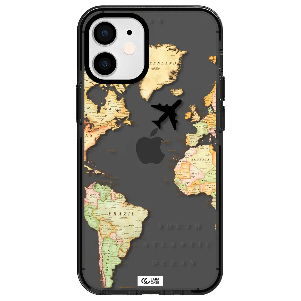 Travel Map Apple iPhone 12 mini impact Smoke Black Case
