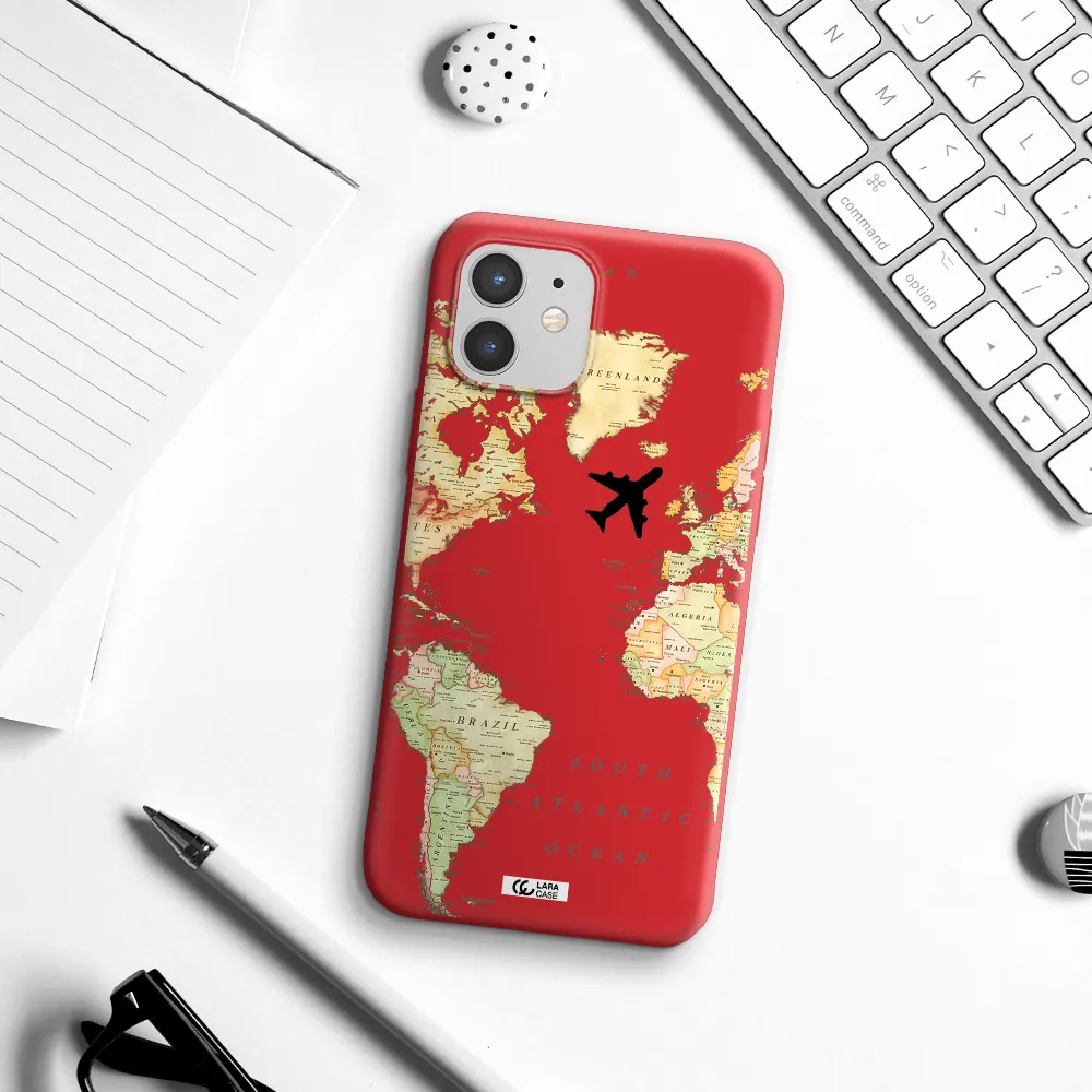 Travel Map Apple iPhone 12 mini Silicone Imperial Red Case
