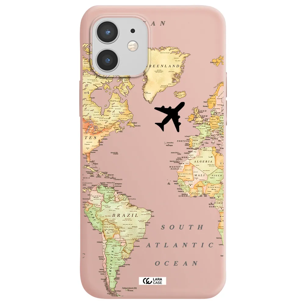 Travel Map Apple iPhone 12 mini Silicone pastel pink Case