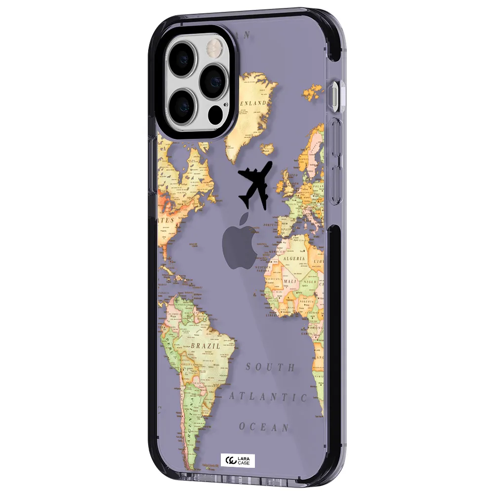 Travel Map Apple iPhone 12 pro impact Lilac Case