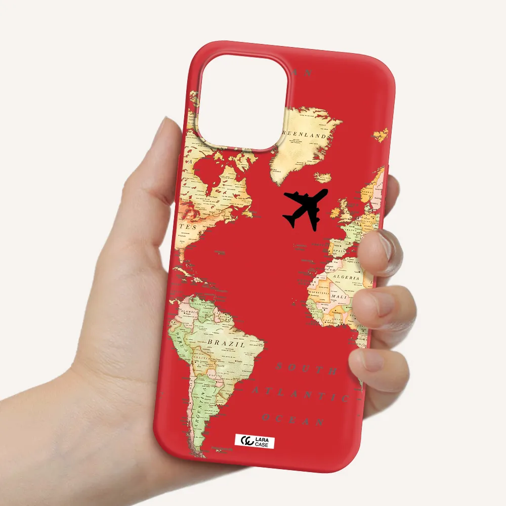 Travel Map Apple iPhone 12 pro max Silicone Imperial Red Case