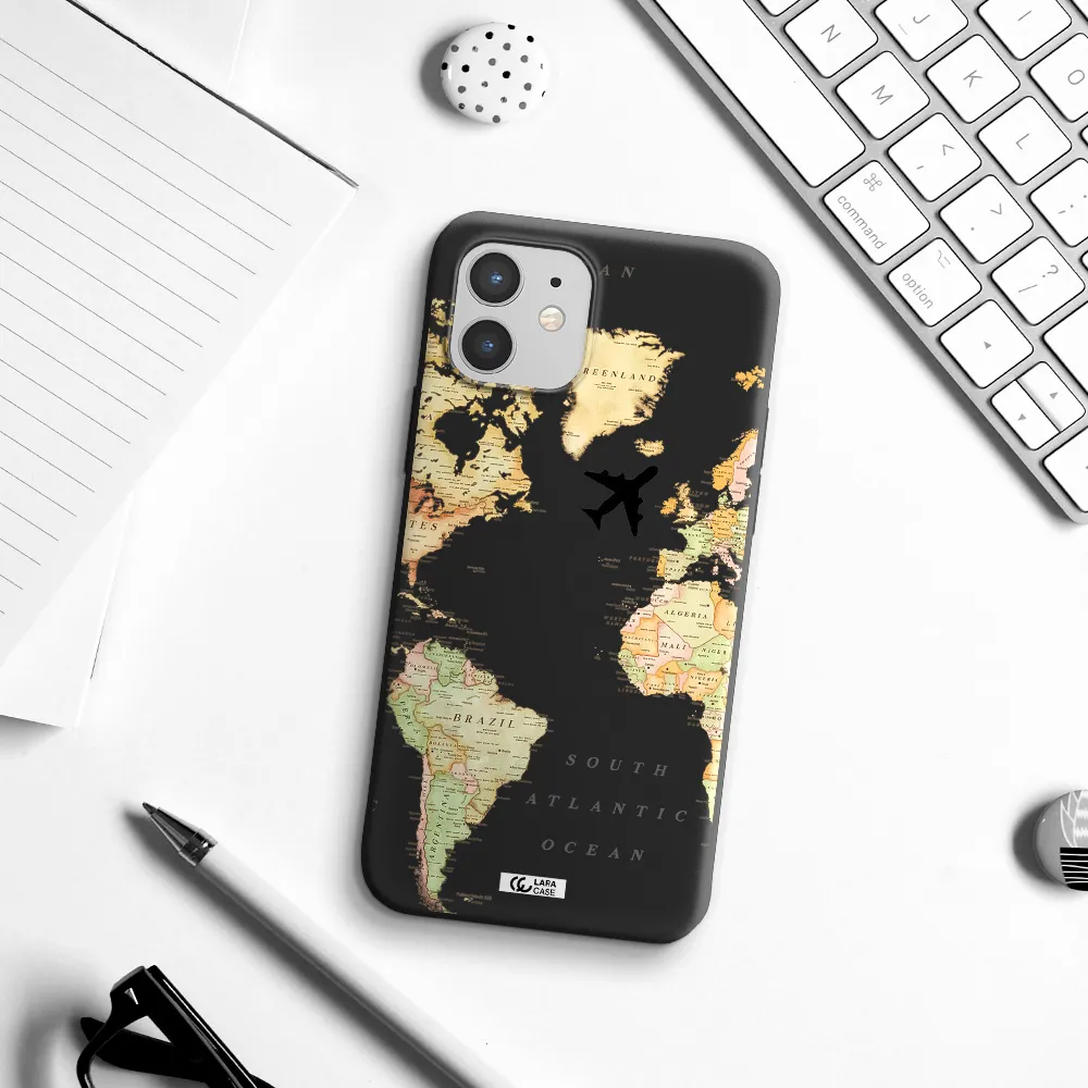 Travel Map Apple iPhone 12 Silicone black Case