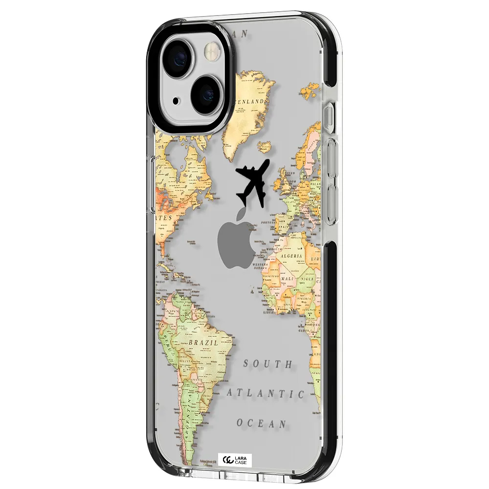 Travel Map Apple iPhone 13 impact black border Case