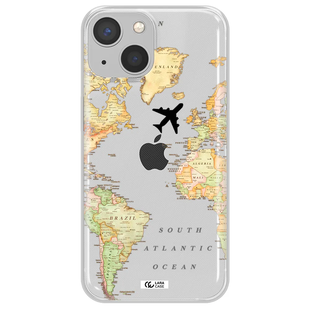 Travel Map Apple iPhone 13 mini Clear TPU Case