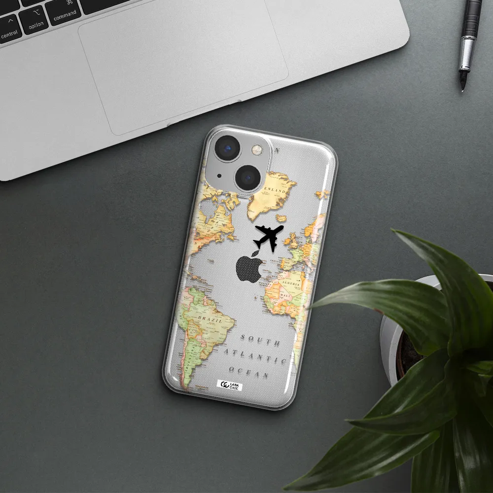 Travel Map Apple iPhone 13 mini Clear TPU Case