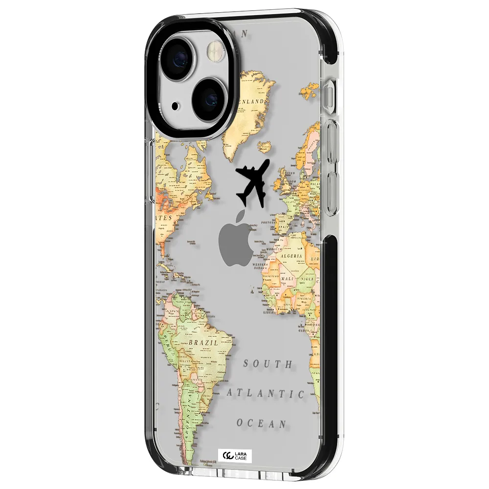 Travel Map Apple iPhone 13 mini impact black border Case