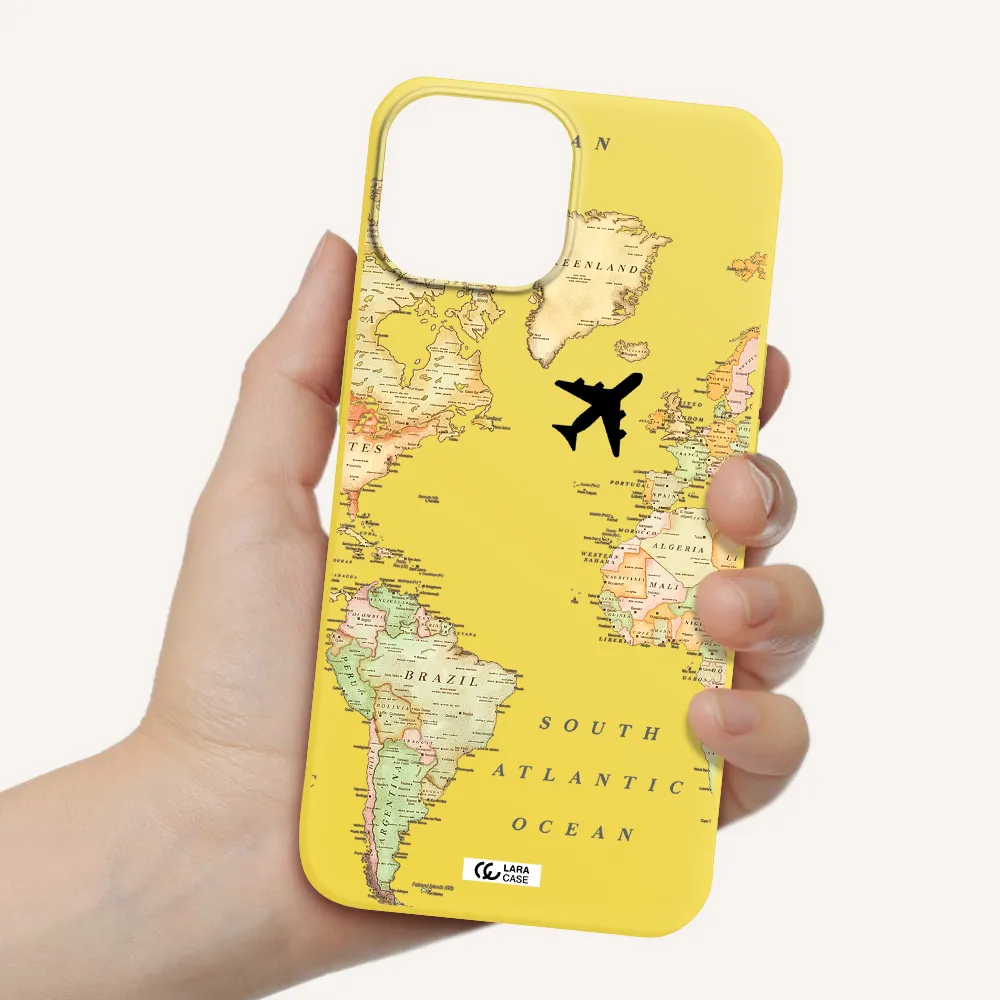 Travel Map Apple iPhone 13 mini Silicone canary yellow Case
