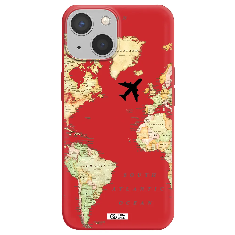Travel Map Apple iPhone 13 mini Silicone Imperial Red Case