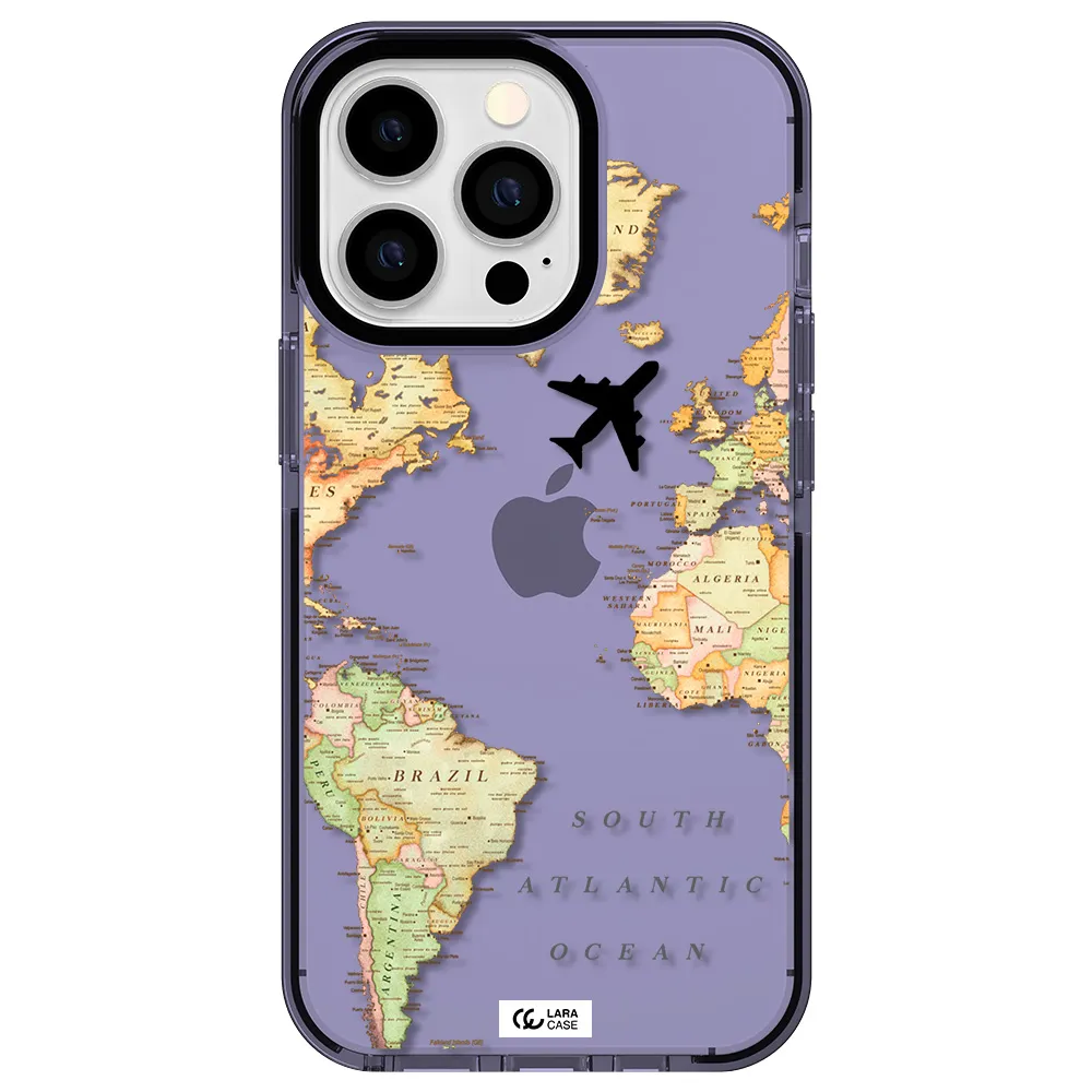 Travel Map Apple iPhone 13 Pro impact Lilac Case