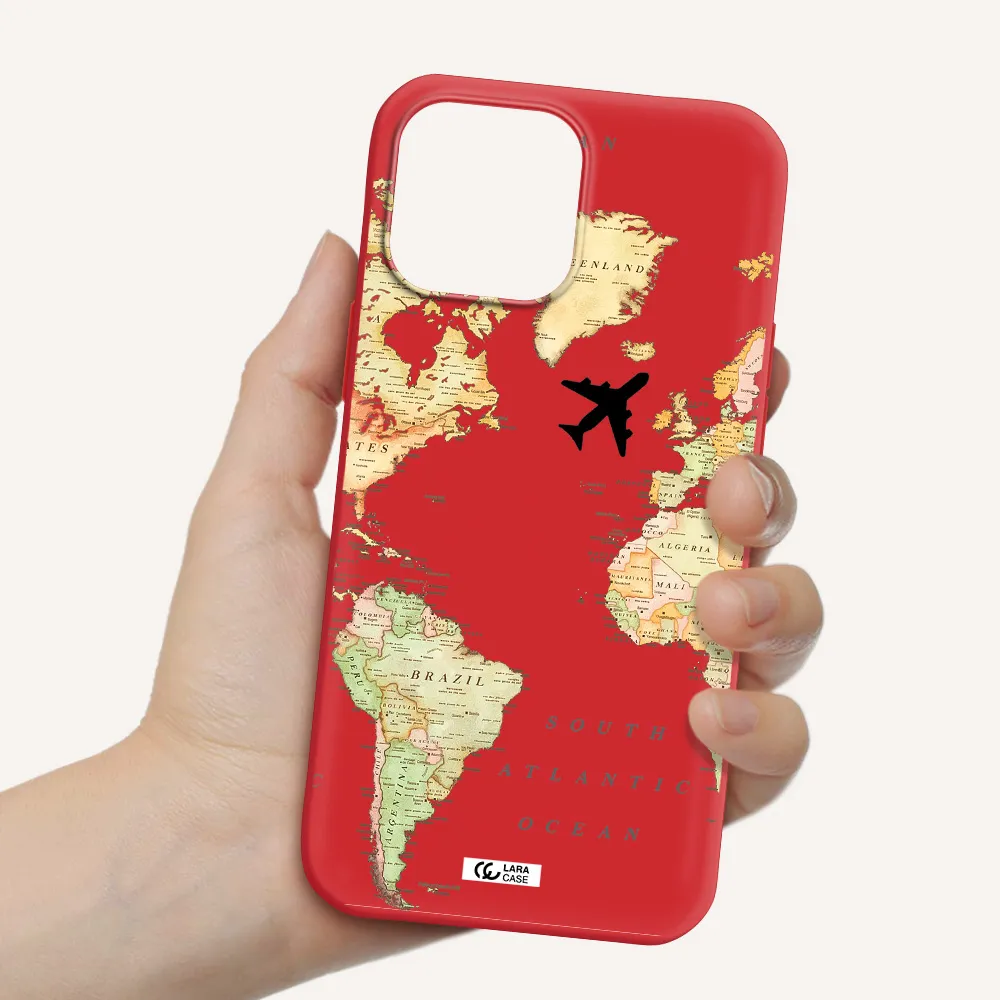 Travel Map Apple iPhone 13 Pro Silicone Imperial Red Case