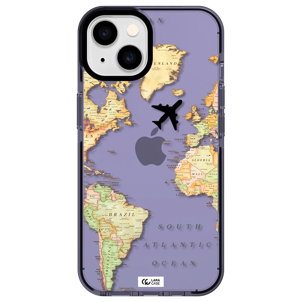 Travel Map Apple iPhone 14 impact Lilac Case
