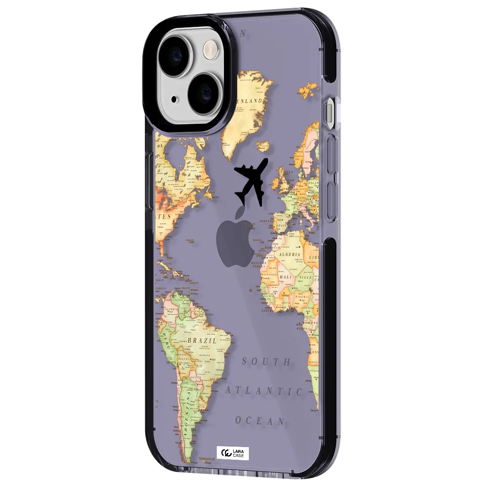 Travel Map Apple iPhone 14 impact Lilac Case