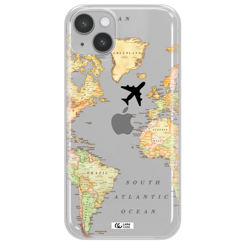 Travel Map Apple iPhone 14 plus Clear TPU Case
