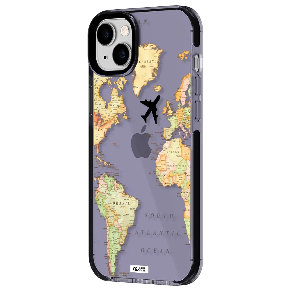 Travel Map Apple iPhone 14 plus impact Lilac Case