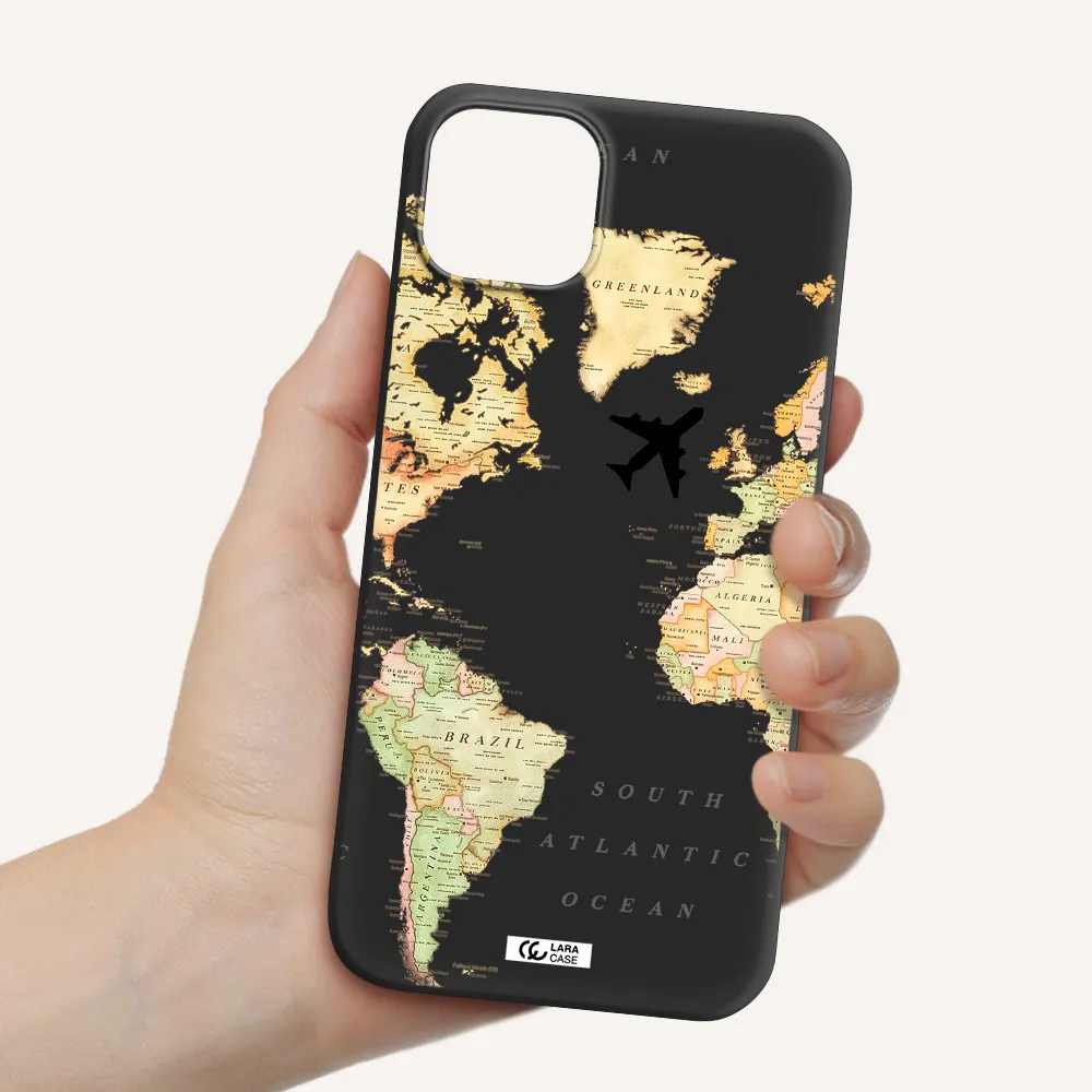 Travel Map Apple iPhone 14 plus Silicone black Case