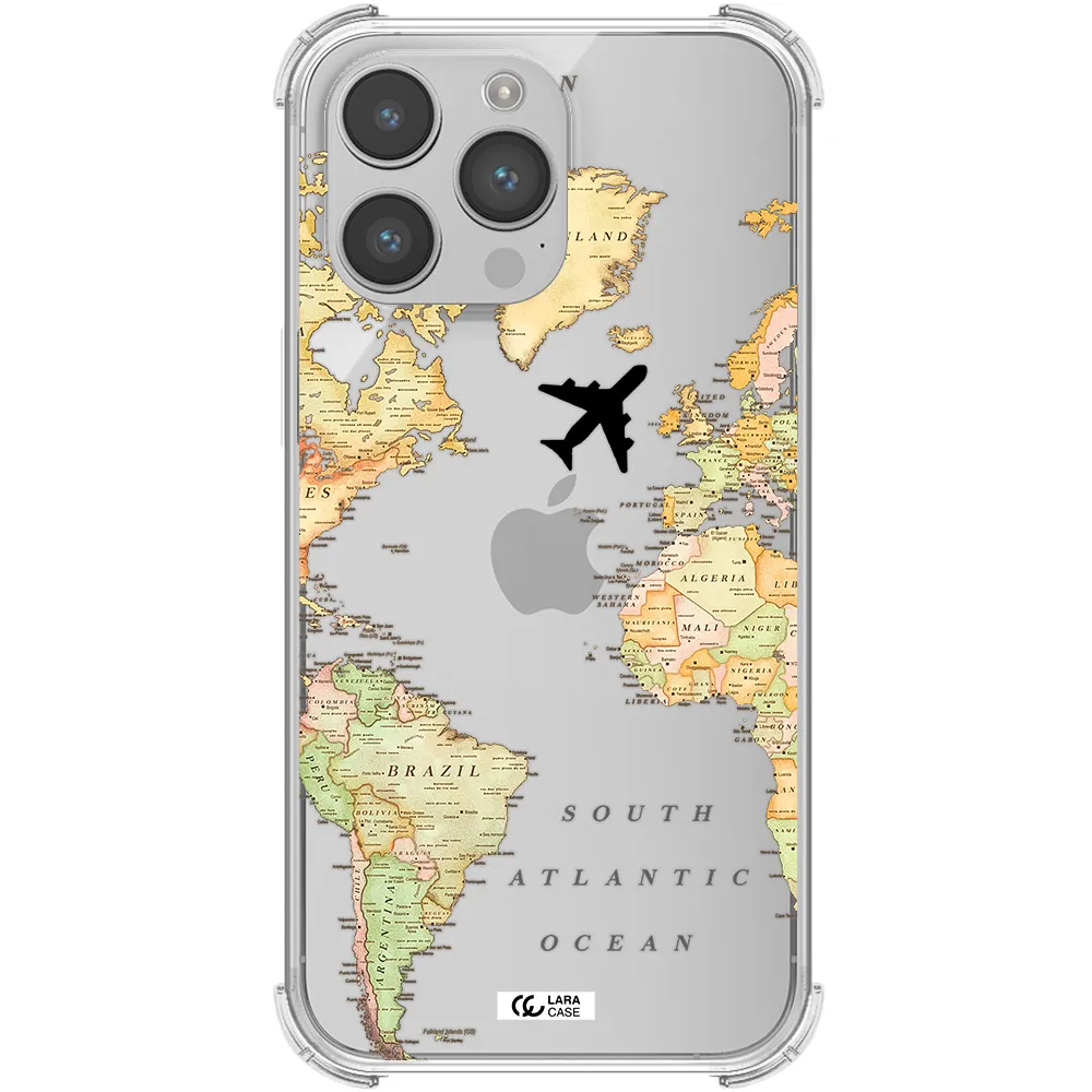 Travel Map Apple iPhone 14 pro Clear PC Case