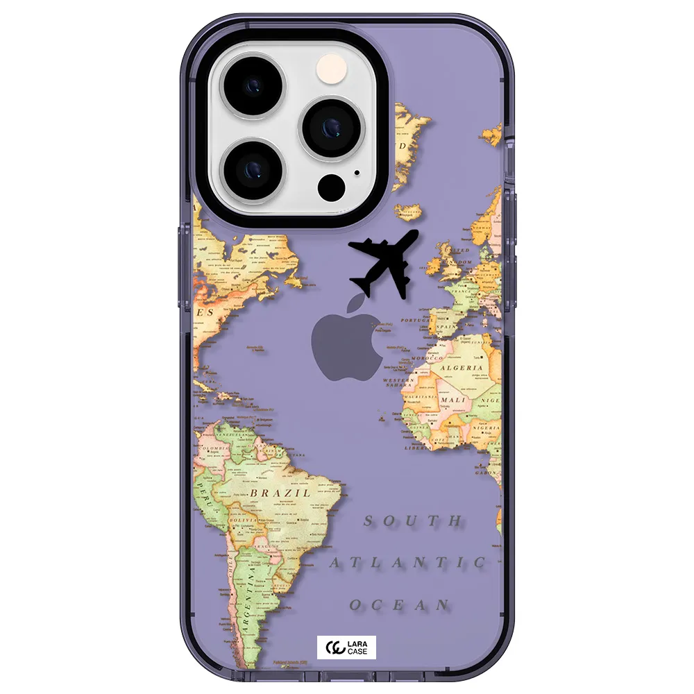 Travel Map Apple iPhone 14 pro impact Lilac Case