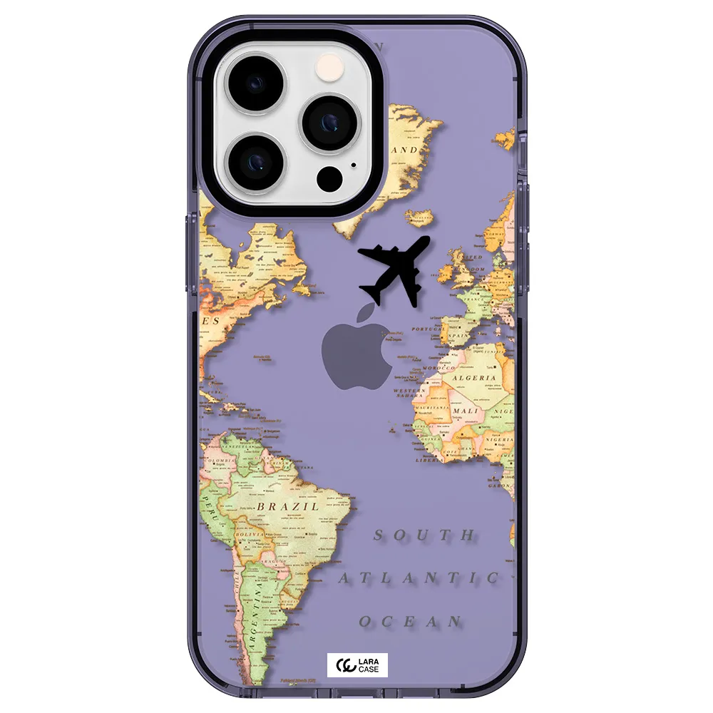 Travel Map Apple iPhone 14 pro max impact Lilac Case