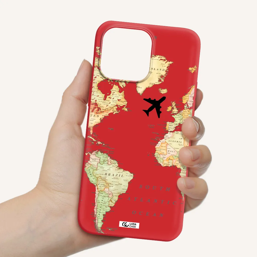 Travel Map Apple iPhone 14 pro Silicone Imperial Red Case