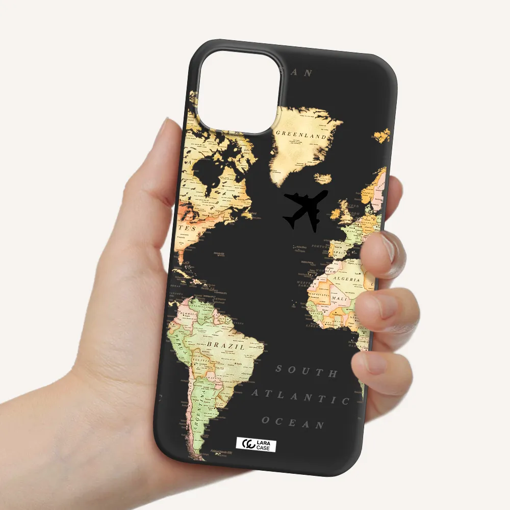 Travel Map Apple iPhone 14 Silicone black Case