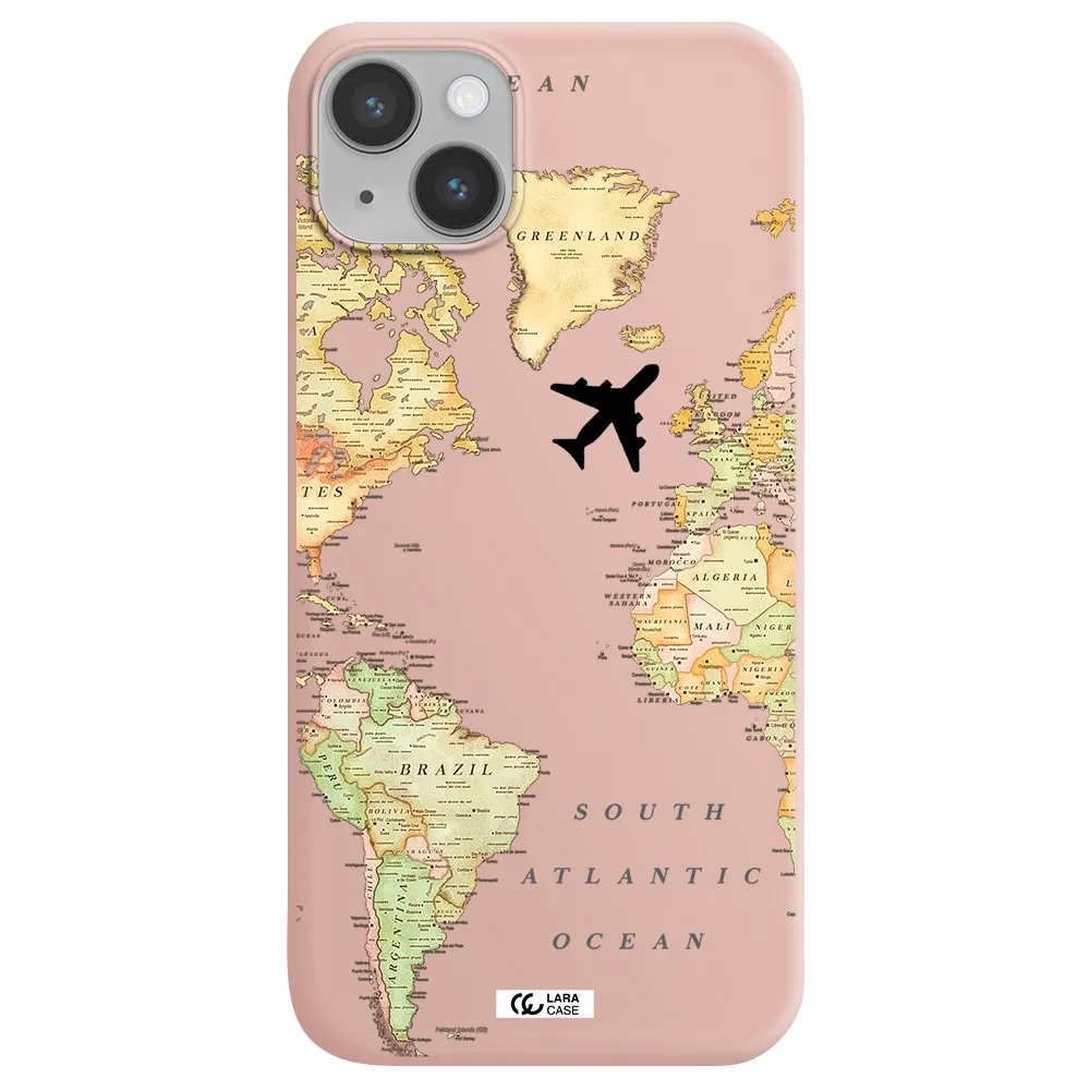Travel Map Apple iPhone 14 Silicone pastel pink Case