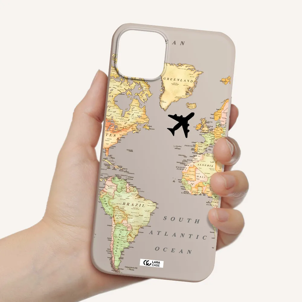 Travel Map Apple iPhone 14 Silicone Stone Case
