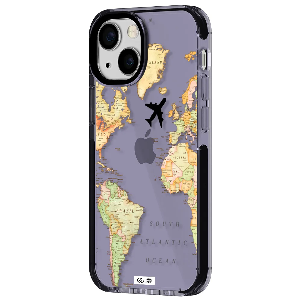 Travel Map Apple iPhone 15 impact Lilac Case