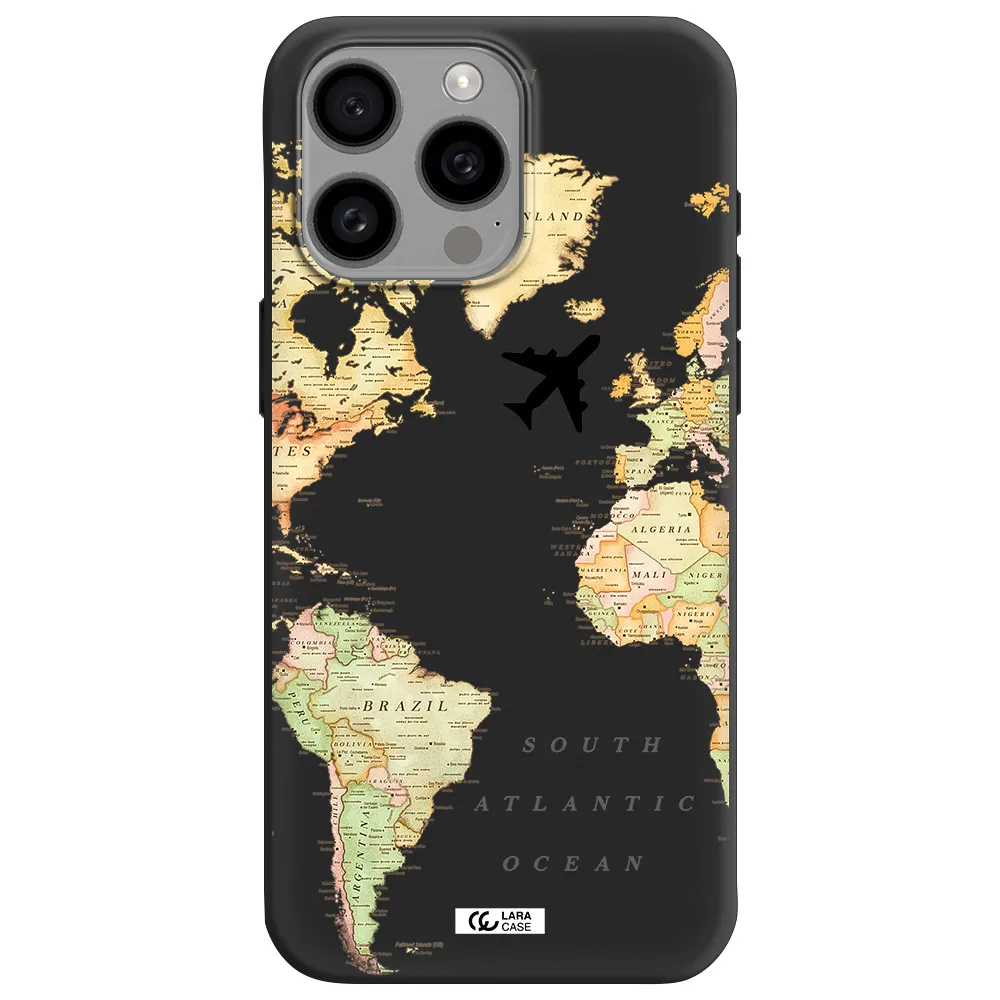 Travel Map Apple Iphone 15 Pro max Silicone black Case