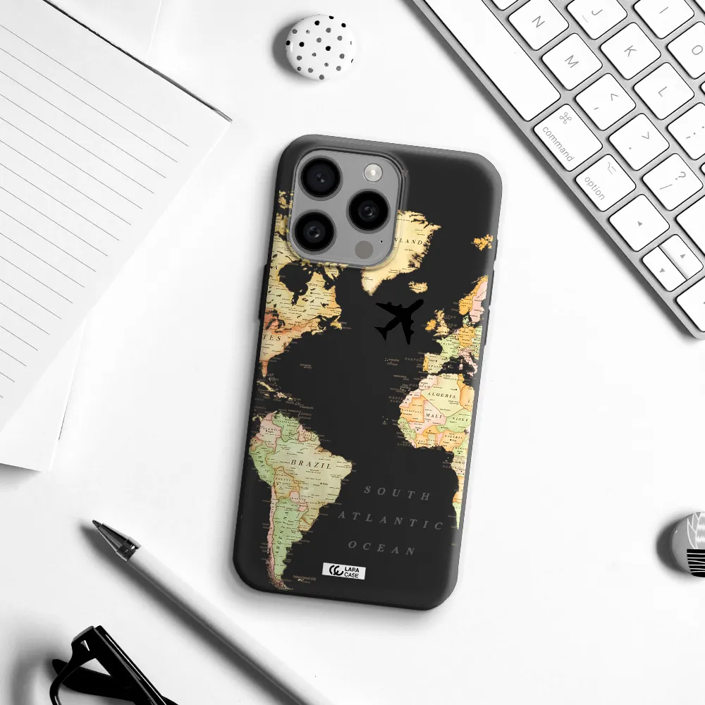 Travel Map Apple Iphone 15 Pro max Silicone black Case