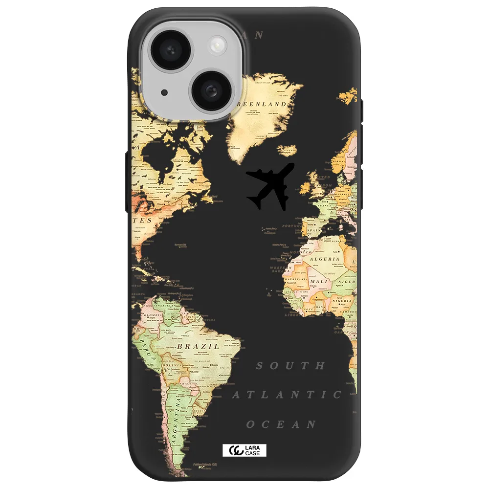 Travel Map Apple iPhone 15 Silicone black Case