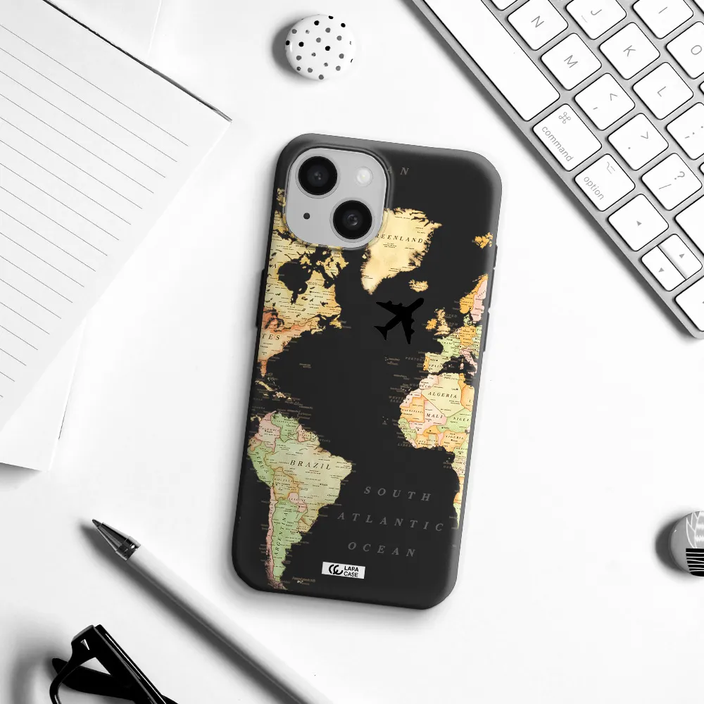 Travel Map Apple iPhone 15 Silicone black Case