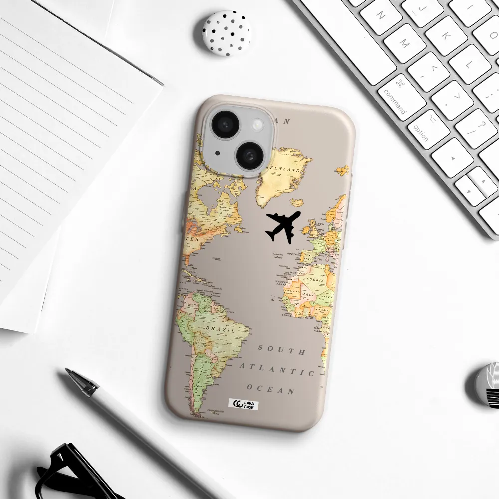 Travel Map Apple iPhone 15 Silicone Stone Case