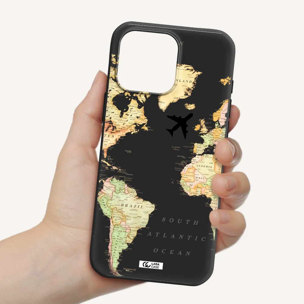Travel Map Apple Iphone 16 Pro Max Silicone Black Case